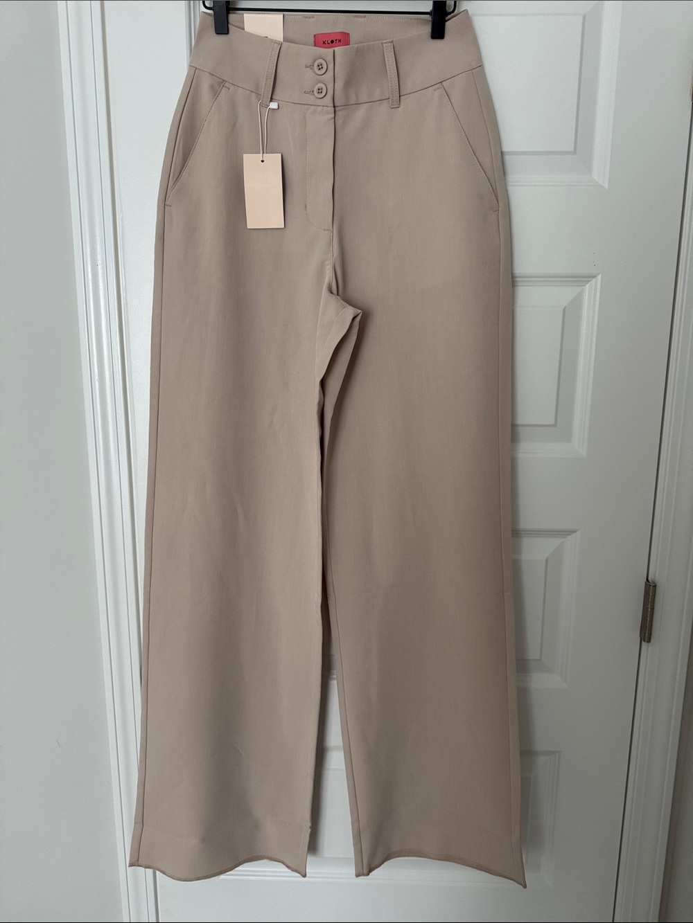 Kut from the Kloth Beige Wide-Leg High-Rise Pants
